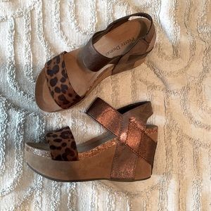 Cheetah and sparkly bronze wedges